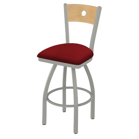 30 Swivel Counter Stool,Nickel Finish,Nat Back,Graph Ruby Seat